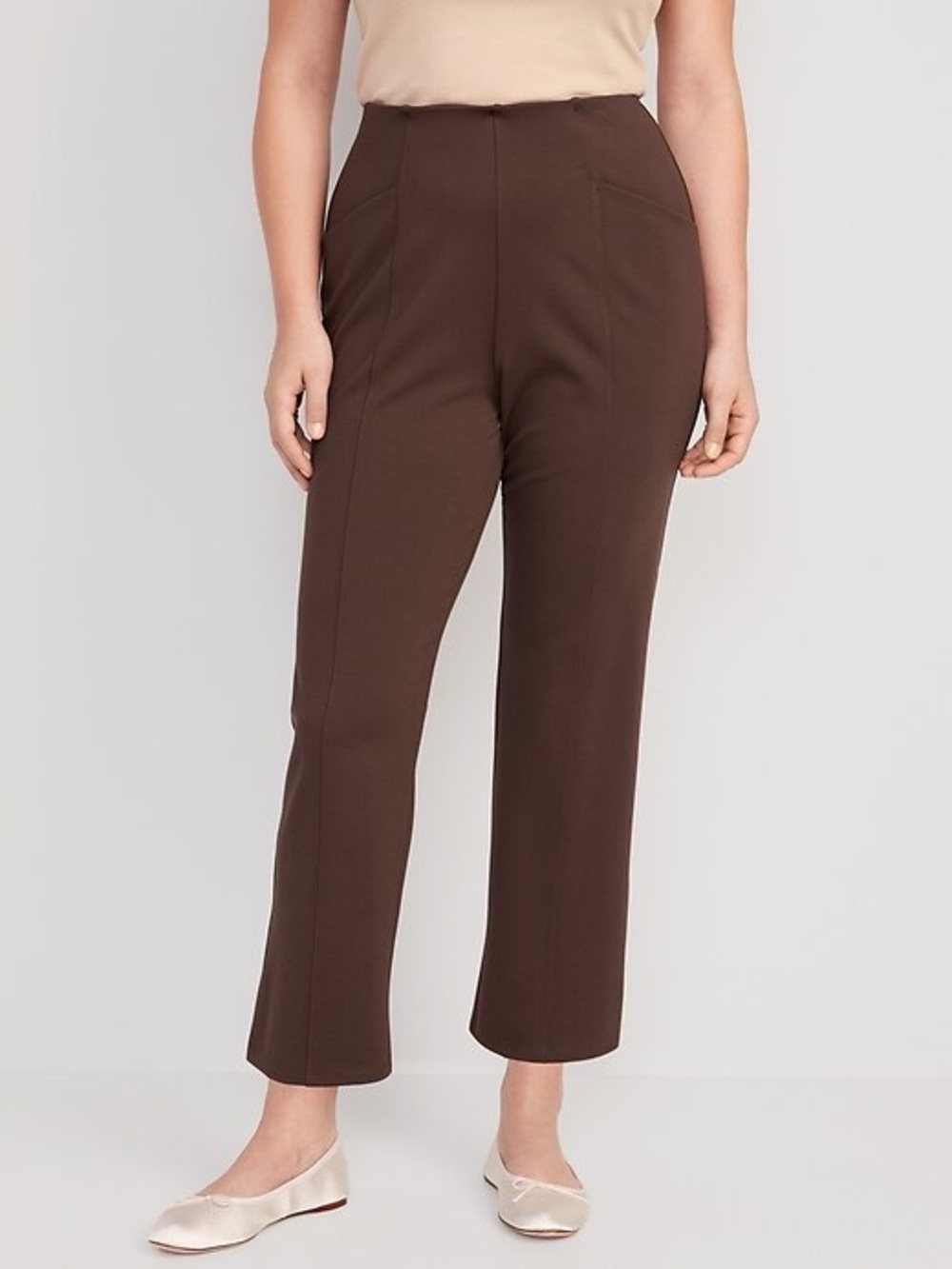 Old Navy High-Rise Cropped Straight-Leg Pants in Brown